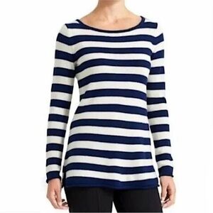 Athleta Backcountry Nautical Striped Navy Blue and White Cashmere Sweater Small